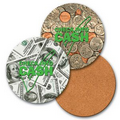 4" Round Coaster w/ 3D Lenticular Images of Dollars and Cents (Imprinted)
